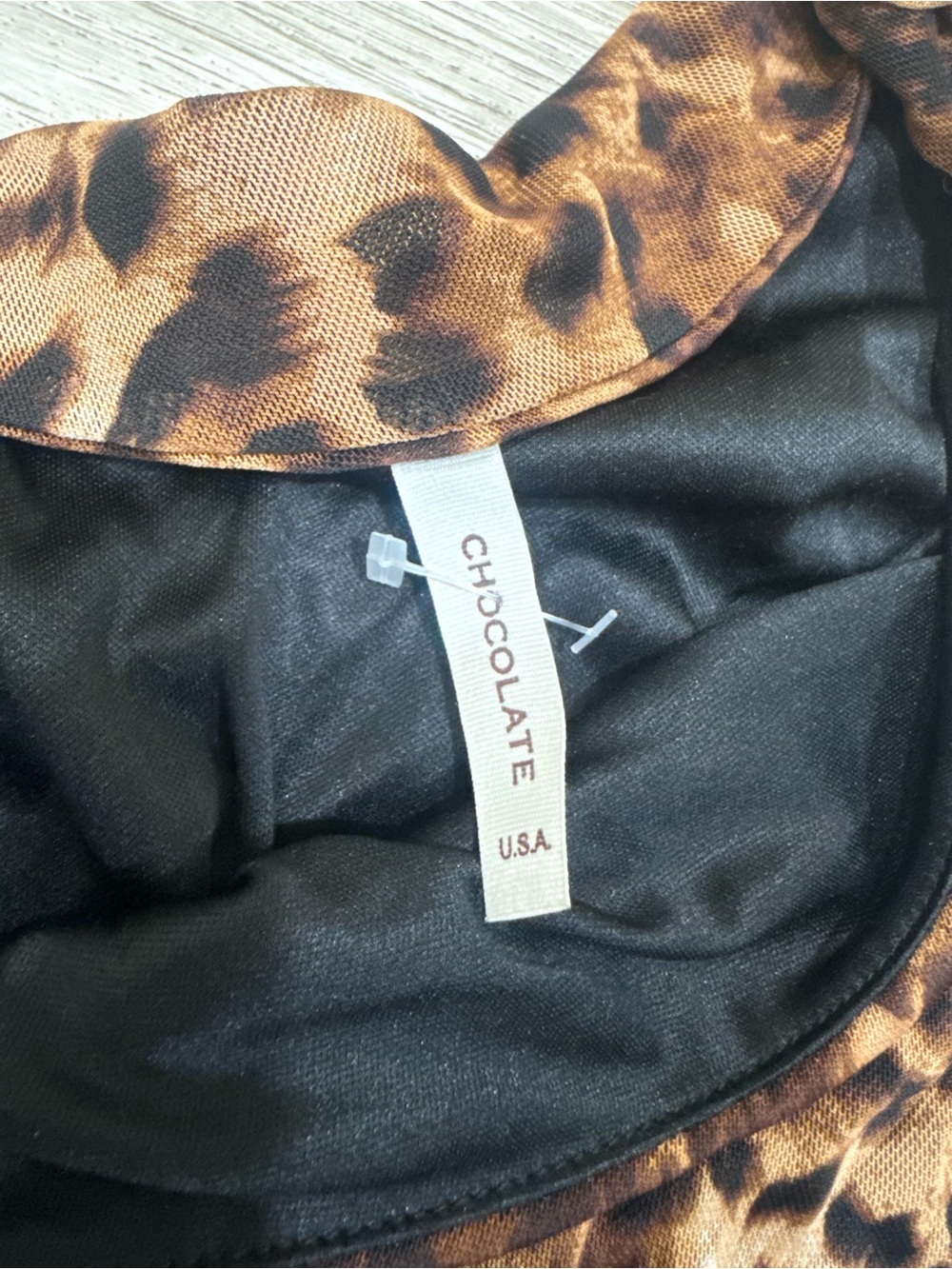 Chocolate USA Leopard Print One-Shoulder Halter Top - Picture 2 of 3